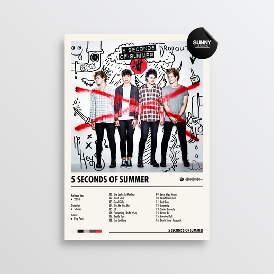 5 Seconds of Summer 5 Seconds Of Summer merch custom album cover poster music poster personalized gifts poster mockup poster template album posters for wall Sunny Designs Poster 