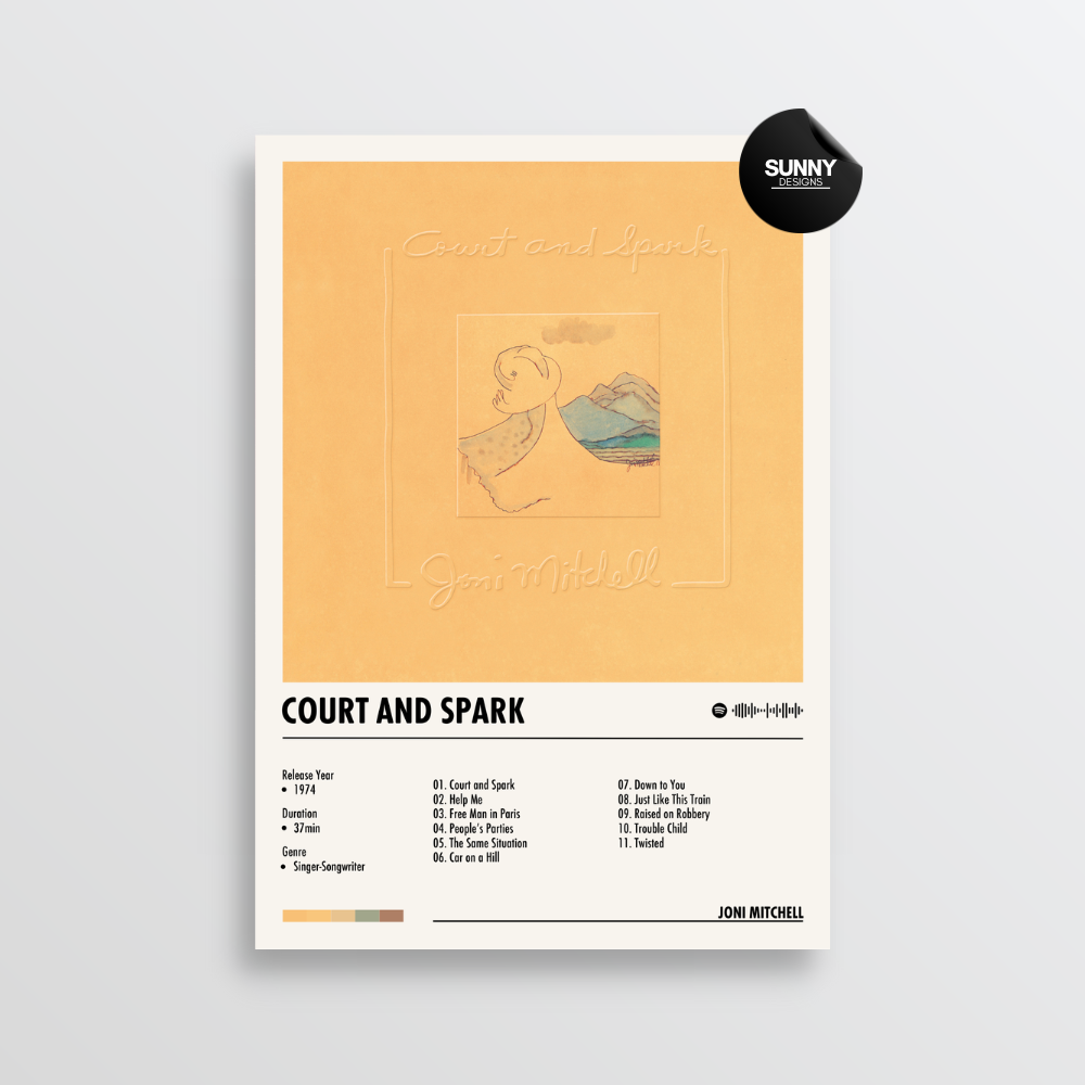 Joni Mitchell Court and Spark merch custom album cover poster music poster personalized gifts poster mockup poster template album posters for wall Sunny Designs Poster
