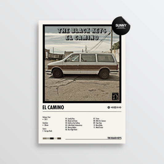 The Black Keys El Camino merch custom album cover poster music poster personalized gifts poster mockup poster template album posters for wall Sunny Designs Poster
