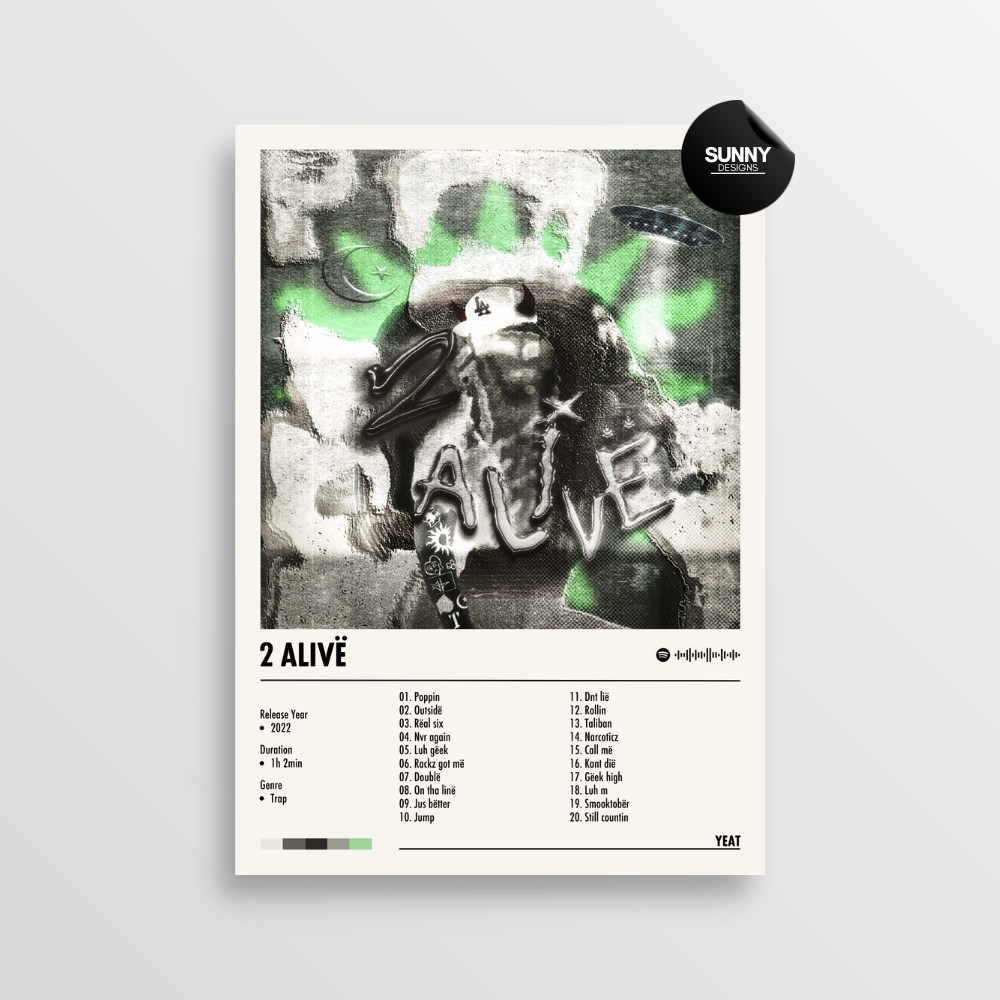 Yeat - 2 Alivë | Album Cover Poster – Sunny Designs Posters