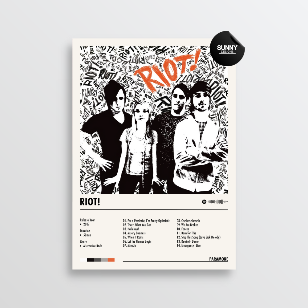 Paramore - Riot! | Album Cover Poster – Sunny Designs Posters