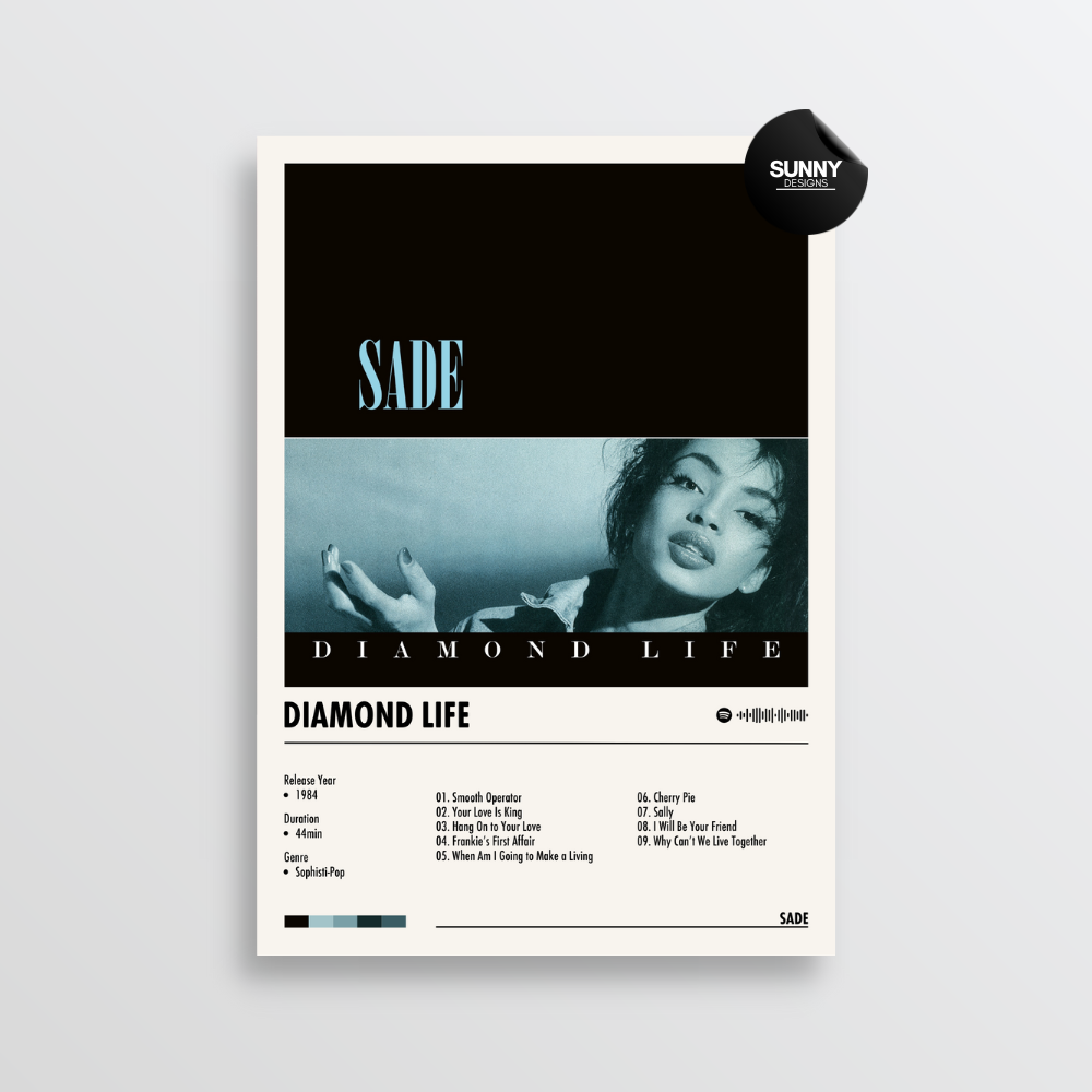 Sade Diamond Life merch custom album cover poster music poster personalized gifts poster mockup poster template album posters for wall Sunny Designs Poster 