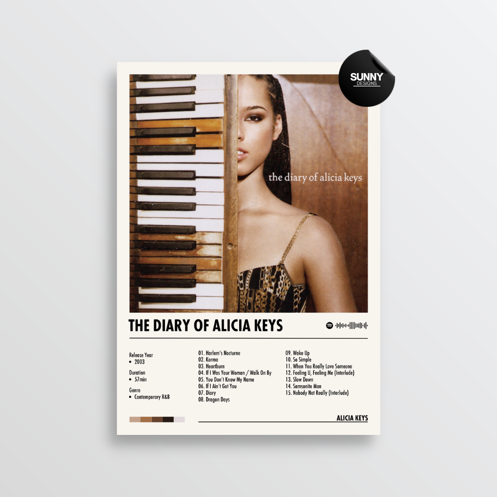 Alicia Keys The Diary Of Alicia Keys merch custom album cover poster music poster personalized gifts poster mockup poster template album posters for wall Sunny Designs Poster 