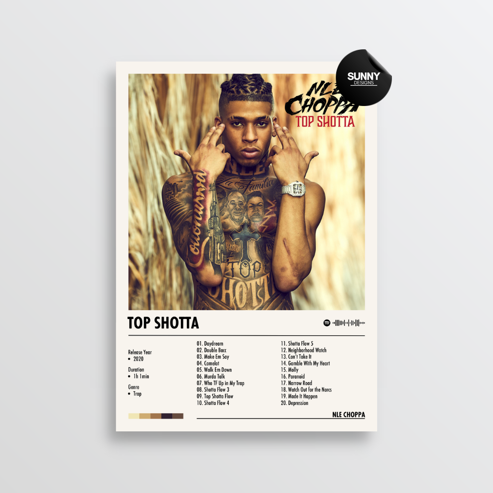 NLE Choppa Top Shotta merch custom album cover poster music poster personalized gifts poster mockup poster template album posters for wall Sunny Designs Poster 