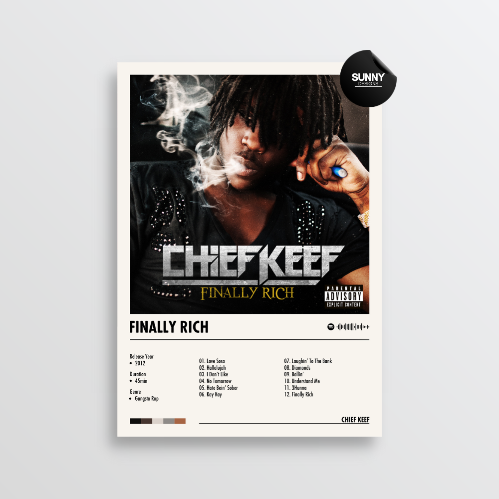 Chief Keef Finally Rich  merch custom album cover poster music poster personalized gifts poster mockup poster template album posters for wall Sunny Designs Poster 