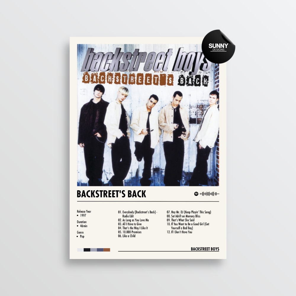 Backstreet Boys Backstreet's Back merch custom album cover poster music poster personalized gifts poster mockup poster template album posters for wall tracklist Sunny Designs Poster
