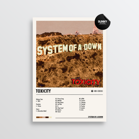 System Of A Down Toxicity merch custom album cover poster music poster personalized gifts poster mockup poster template album posters for wall Sunny Designs Poster
