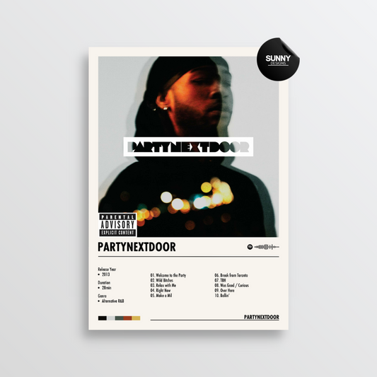 PARTYNEXTDOOR PARTYNEXTDOOR merch custom album cover poster music poster personalized gifts poster mockup poster template album posters for wall Sunny Designs Poster 