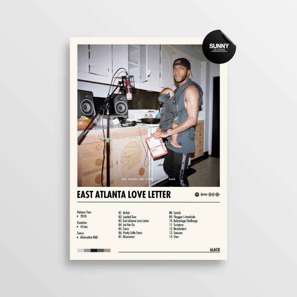 6LACK East Atlanta Love Letter merch custom album cover poster music poster personalized gifts poster mockup poster template album posters for wall Sunny Designs Poster 