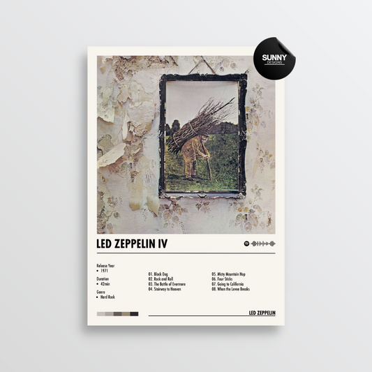 Led Zeppelin Led Zeppelin 4 merch custom album cover poster music poster personalized gifts poster mockup poster template album posters for wall Sunny Designs Poster 