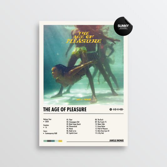 Janelle Monae The Age of Pleasure merch custom album cover poster music poster personalized gifts poster mockup poster template album posters for wall Sunny Designs Poster 