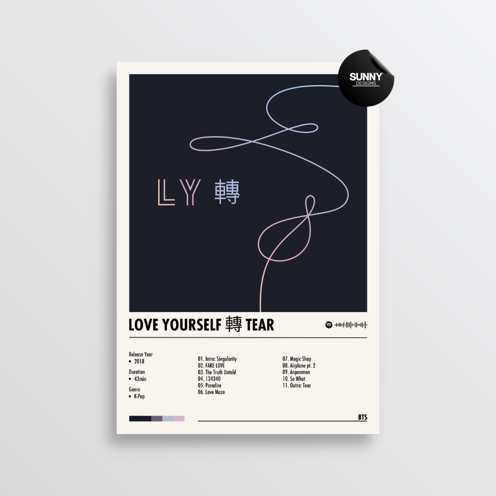 BTS Love Yourself 轉 Tear merch custom album cover poster music poster personalized gifts poster mockup poster template album posters for wall Sunny Designs Poster 