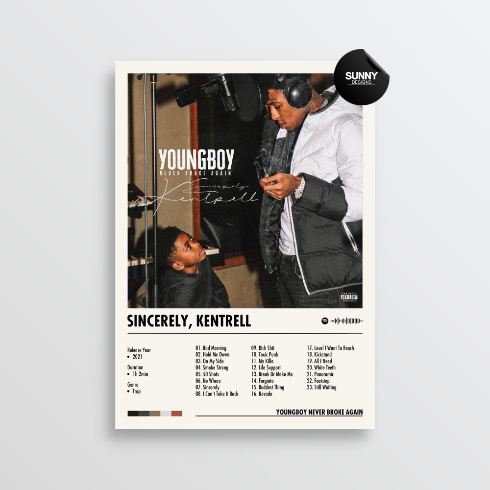 YoungBoy Never Broke Again Sincerely, Kentrell merch custom album cover poster music poster personalized gifts poster mockup poster template album posters for wall Sunny Designs Poster 