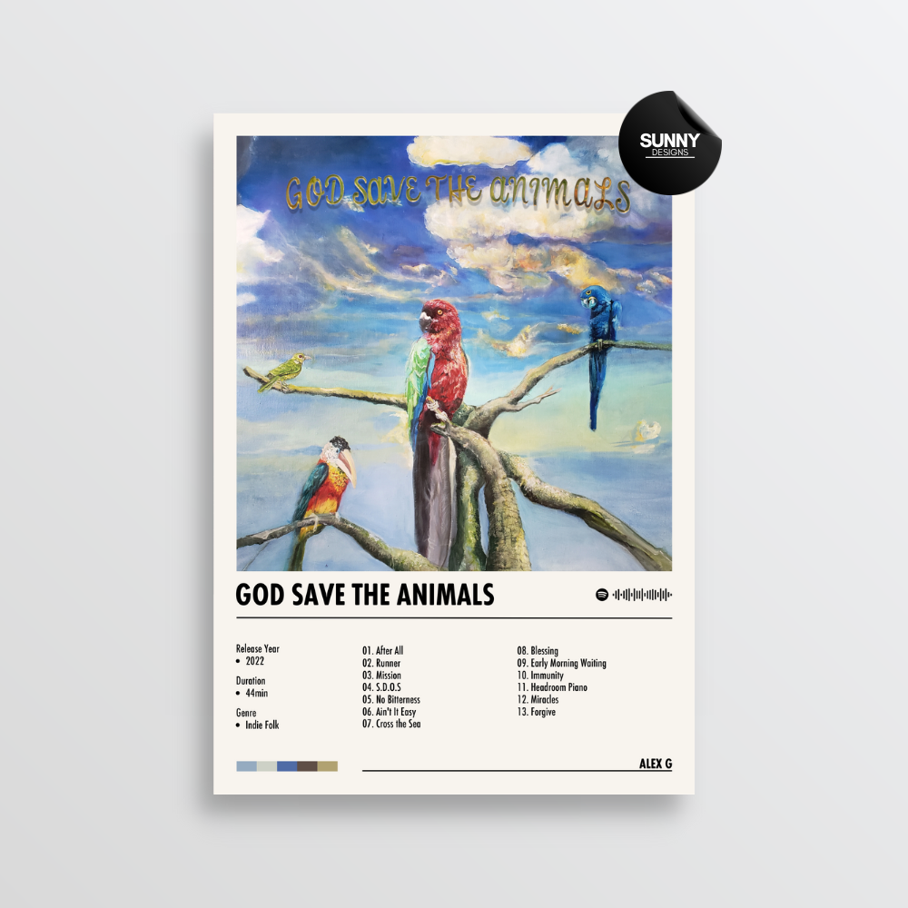 Alex G God Save The Animals merch custom album cover poster music poster personalized gifts poster mockup poster template album posters for wall Sunny Designs Poster 