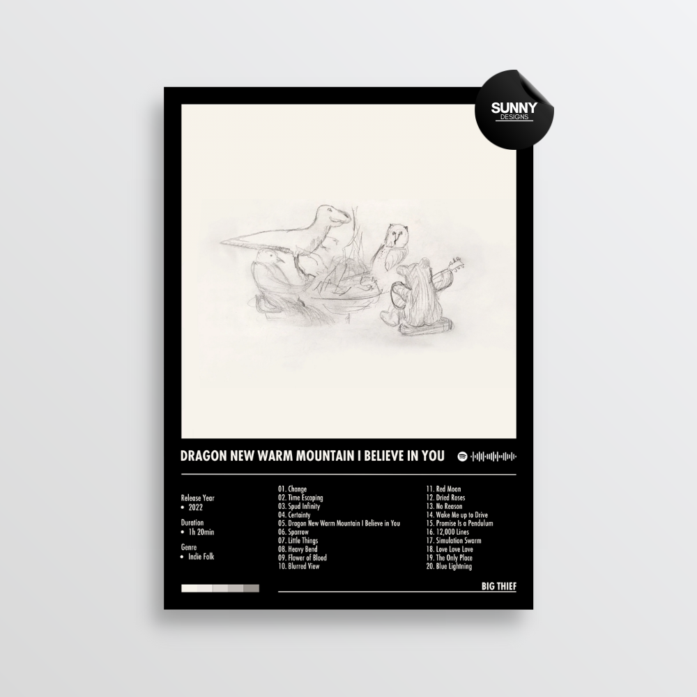 Big Thief Dragon New Warm Mountain I Believe In You merch custom album cover poster music poster personalized gifts poster mockup poster template album posters for wall Sunny Designs Poster
