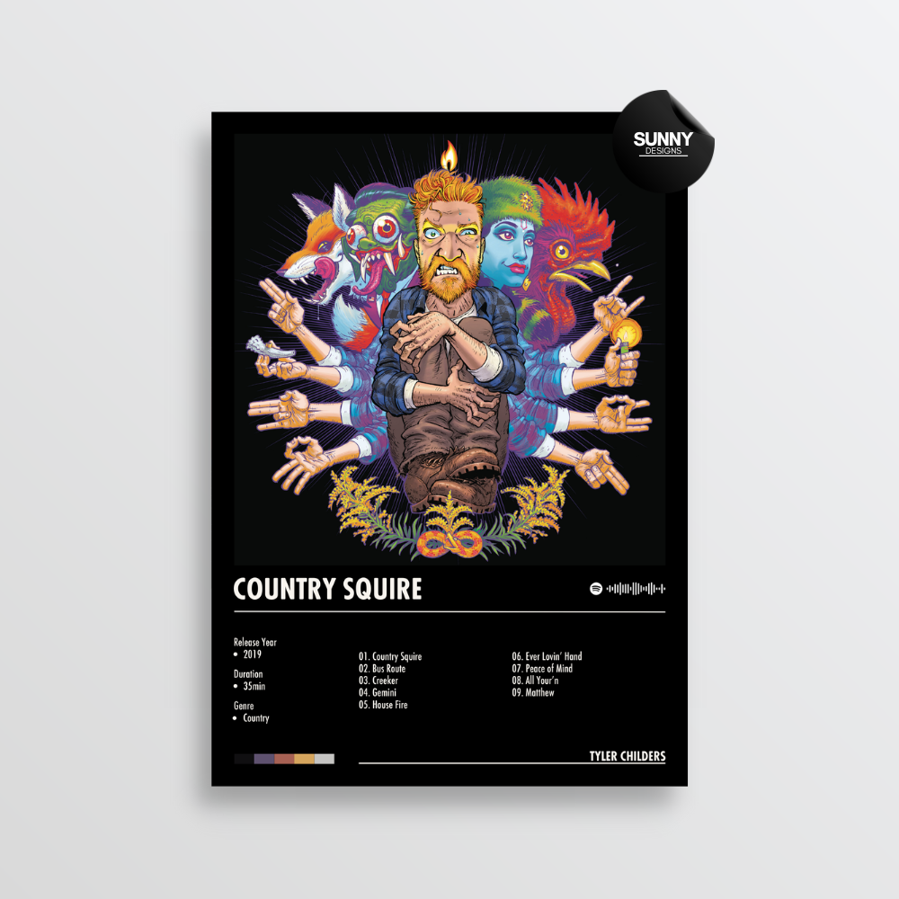 Tyler Childers Country Squire merch custom album cover poster music poster personalized gifts poster mockup poster template album posters for wall Sunny Designs Poster
