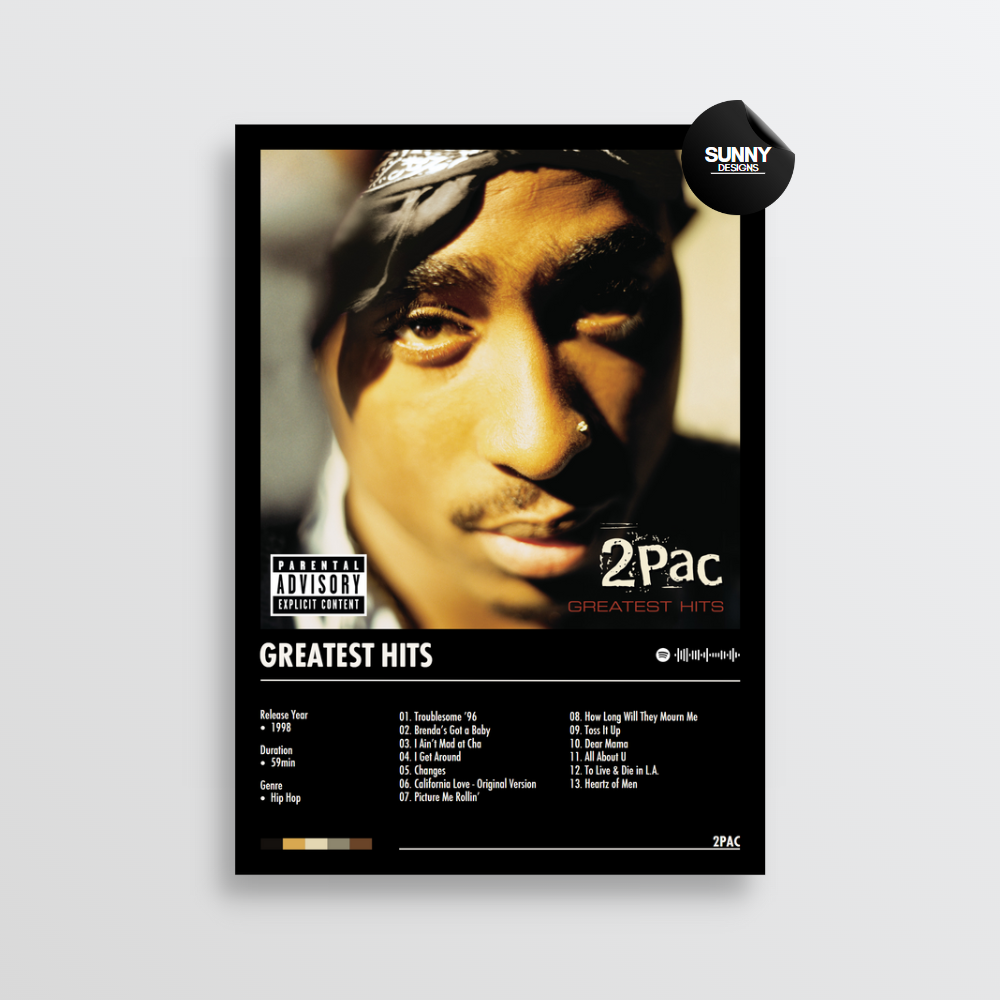 Tupac Greatest Hits merch custom album cover poster music poster personalized gifts poster mockup poster template Sunny Designs Poster 