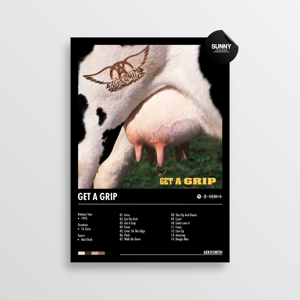 Aerosmith Get A Grip merch custom album cover poster music poster personalized gifts poster mockup poster template album posters for wall tracklist Sunny Designs Poster
