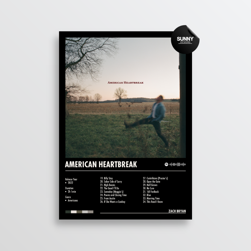 Zach Bryan American Heartbreak merch custom album cover poster music poster personalized gifts poster mockup poster template album posters for wall Sunny Designs Poster 