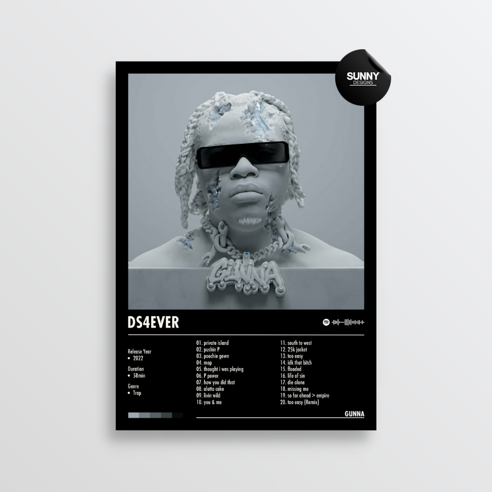 Gunna DS4EVER merch custom album cover poster music poster personalized gifts poster mockup poster template album posters for wall Sunny Designs Poster 