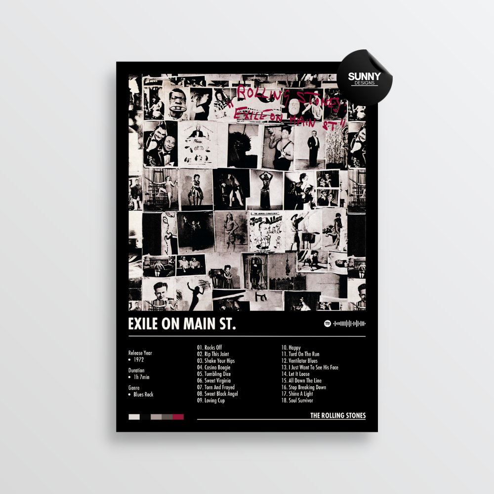 The Rolling Stones Exile On Main Street merch custom album cover poster music poster personalized gifts poster mockup poster template album posters for wall Sunny Designs Poster 