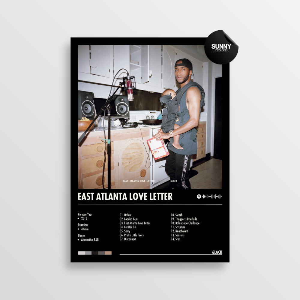 6LACK East Atlanta Love Letter merch custom album cover poster music poster personalized gifts poster mockup poster template album posters for wall Sunny Designs Poster 