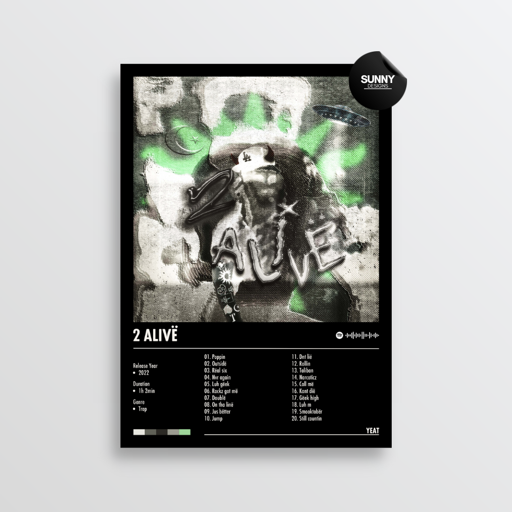 Yeat 2 Alive merch custom album cover poster music poster personalized gifts poster mockup poster template album posters for wall Sunny Designs Poster 