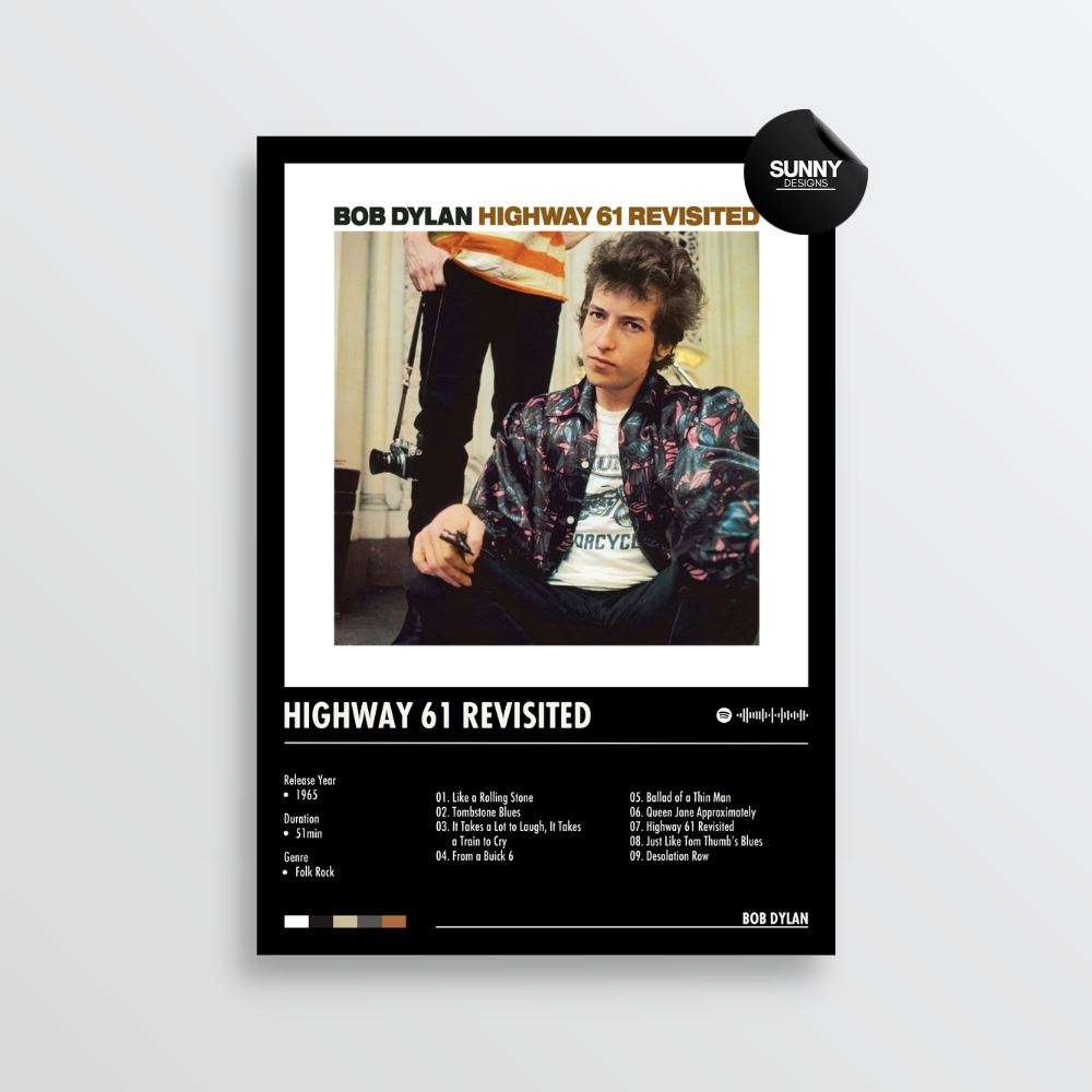 Bob Dylan Highway 61 Revisited merch custom album cover poster music poster personalized gifts poster mockup poster template album posters for wall Sunny Designs Poster