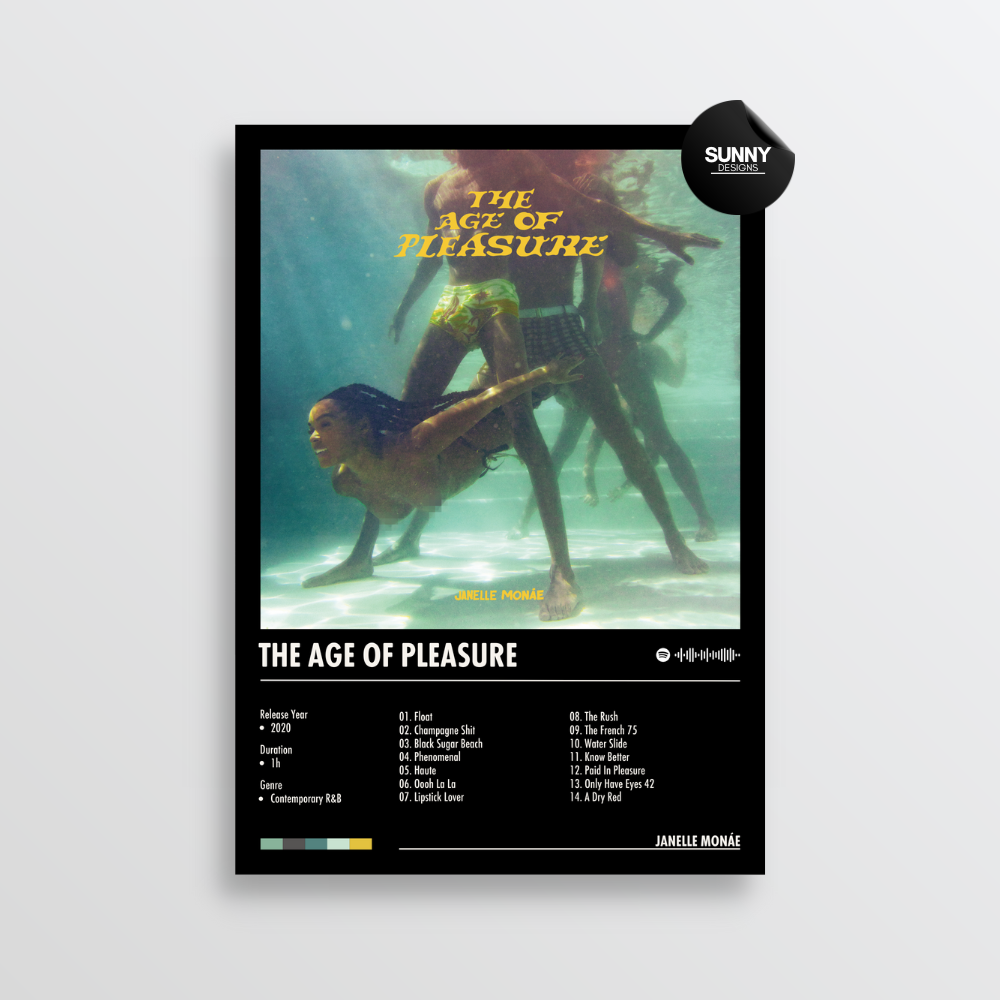 Janelle Monae The Age of Pleasure merch custom album cover poster music poster personalized gifts poster mockup poster template album posters for wall Sunny Designs Poster 