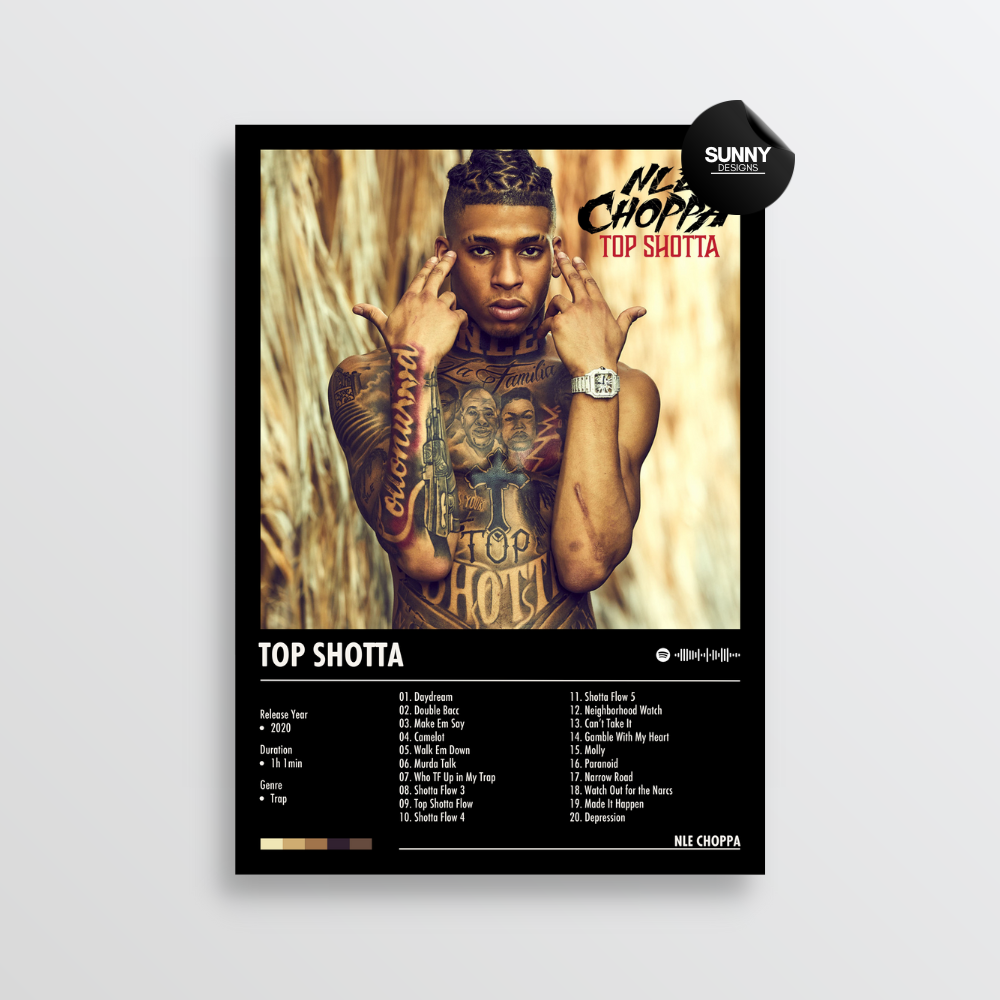 NLE Choppa Top Shotta merch custom album cover poster music poster personalized gifts poster mockup poster template album posters for wall Sunny Designs Poster 