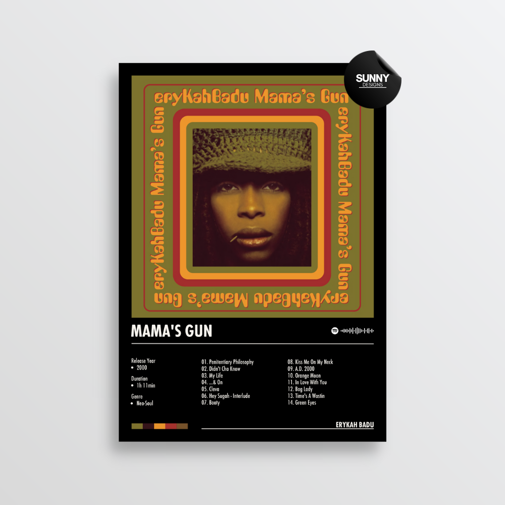 Erykah Badu Mama's Gun merch custom album cover poster music poster personalized gifts poster mockup poster template album posters for wall Sunny Designs Poster