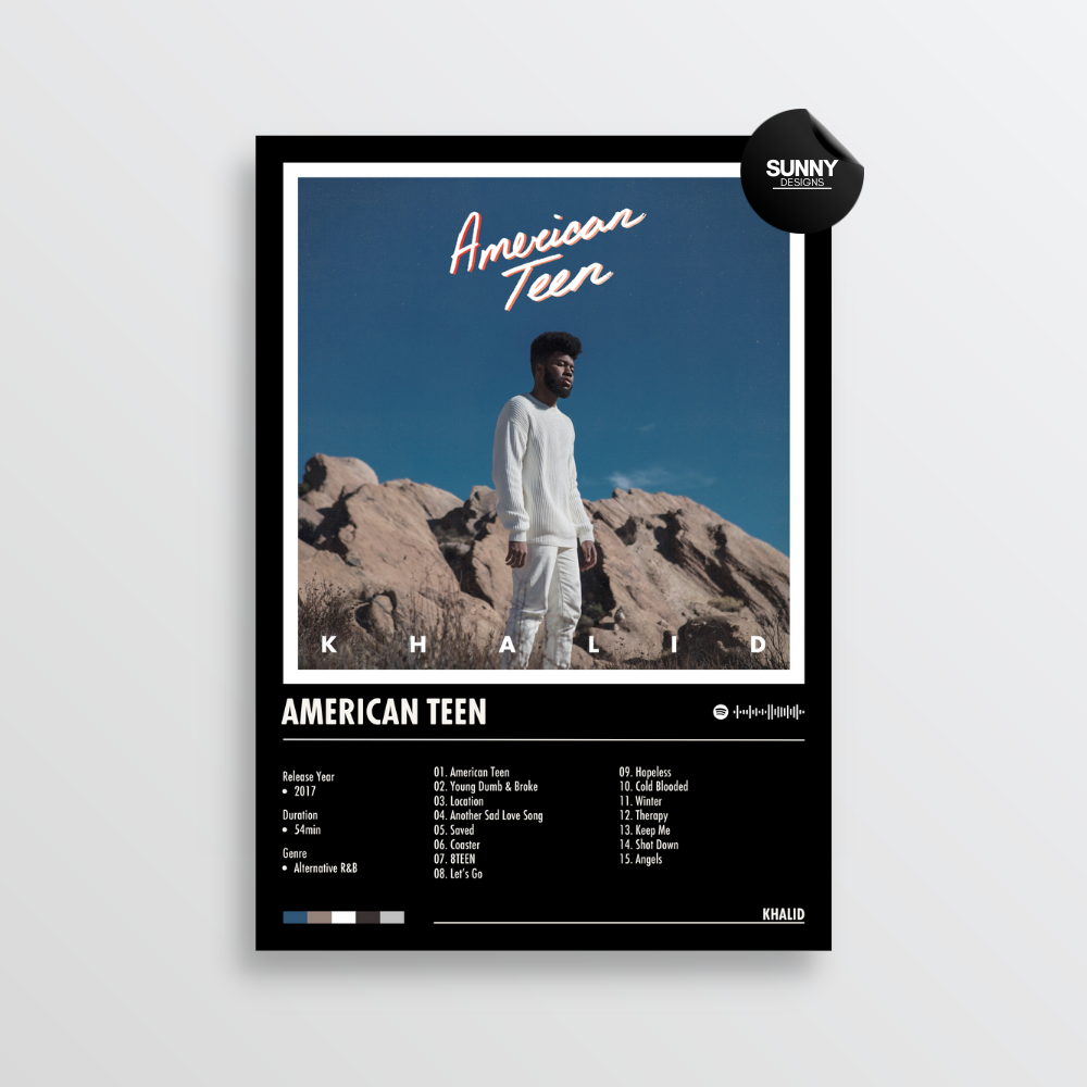 Khalid American Teen merch custom album cover poster music poster personalized gifts poster mockup poster template album posters for wall Sunny Designs Poster 