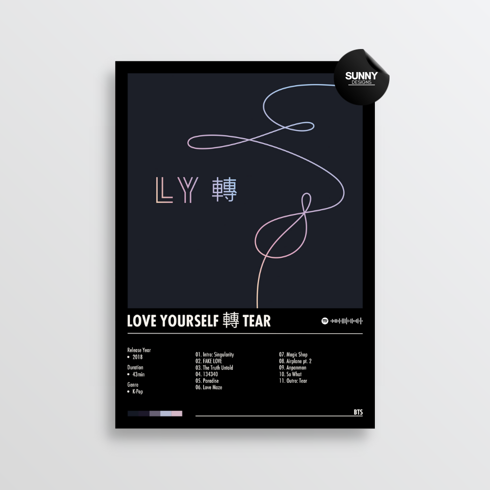 BTS Love Yourself 轉 Tear merch custom album cover poster music poster personalized gifts poster mockup poster template album posters for wall Sunny Designs Poster 