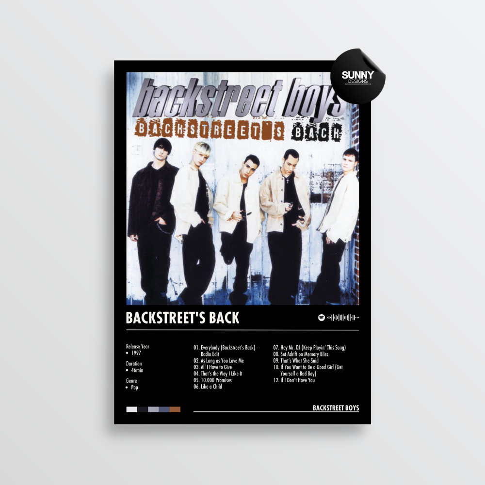 Backstreet Boys Backstreet's Back merch custom album cover poster music poster personalized gifts poster mockup poster template album posters for wall tracklist Sunny Designs Poster
