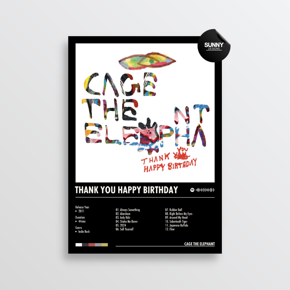 Cage the Elephant Thank You Happy Birthday merch custom album cover poster music poster personalized gifts poster mockup poster template album posters for wall Sunny Designs Poster 