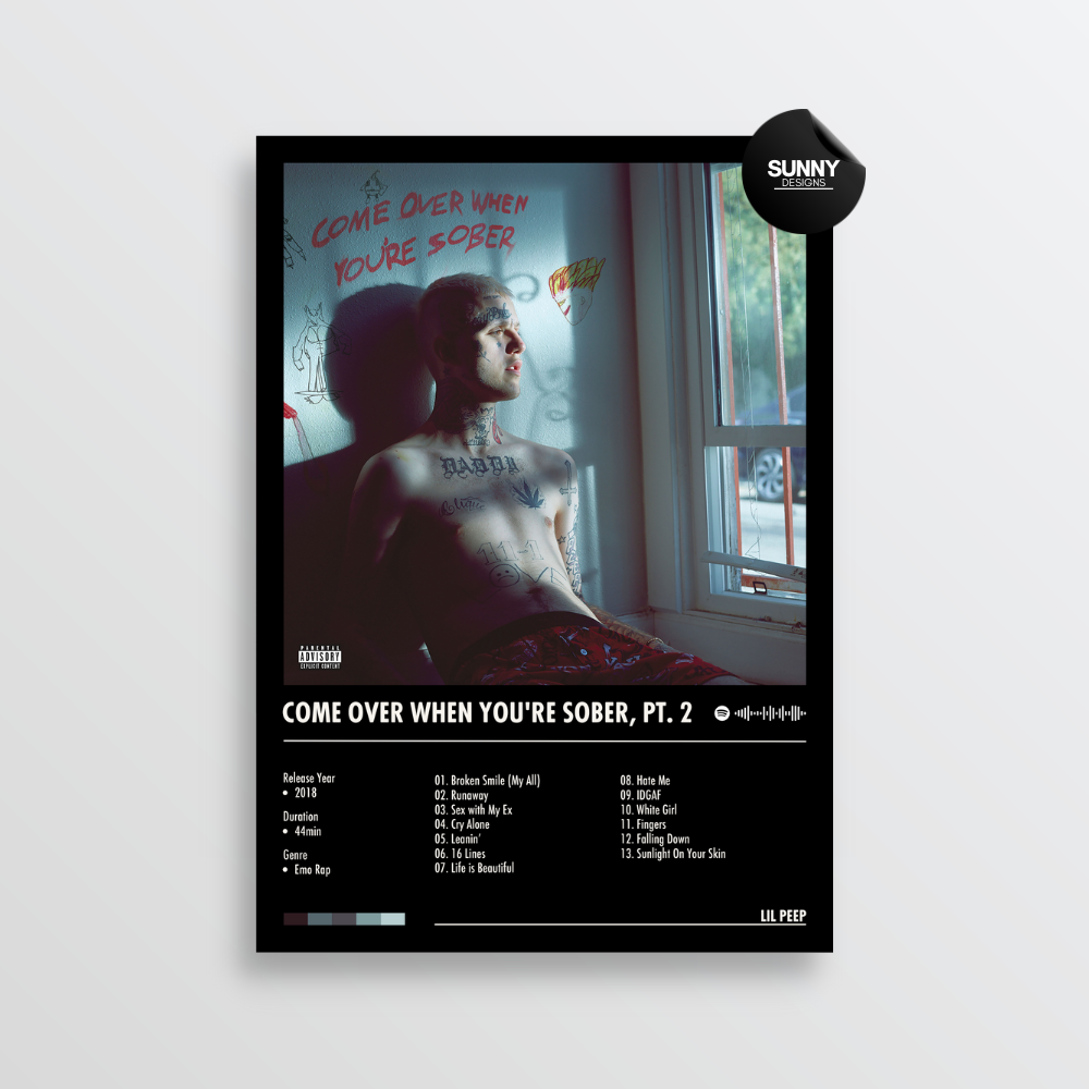 Lil Peep Come Over When You're Sober, Pt. 2 merch custom album cover poster music poster personalized gifts poster mockup poster template album posters for wall Sunny Designs Poster