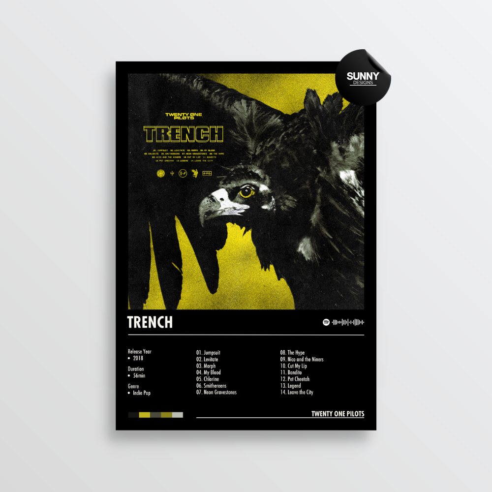 twenty one pilots Trench merch custom album cover poster music poster personalized gifts poster mockup poster template album posters for wall Sunny Designs Poster 