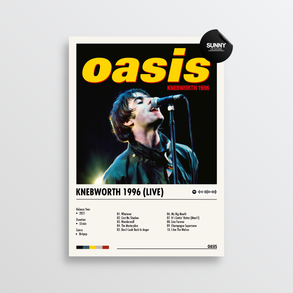 Oasis Knebworth 1996 Live merch custom album cover poster music poster personalized gifts poster mockup poster template album posters for wall tracklist Sunny Designs Poster
