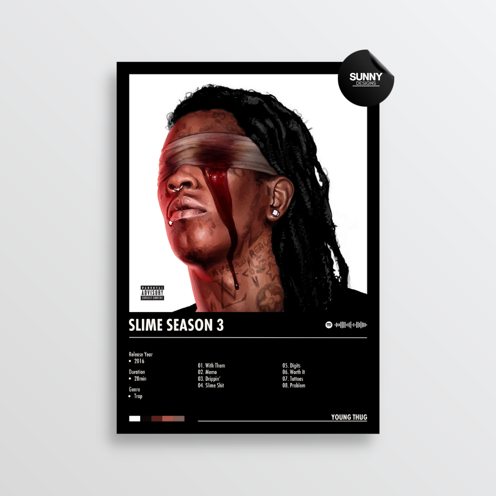 Young Thug Slime Season 3 merch custom album cover poster music poster personalized gifts poster mockup poster template album posters for wall Sunny Designs Poster 