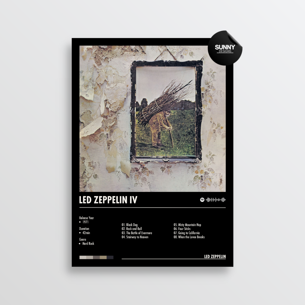 Led Zeppelin Led Zeppelin 4 merch custom album cover poster music poster personalized gifts poster mockup poster template album posters for wall Sunny Designs Poster 