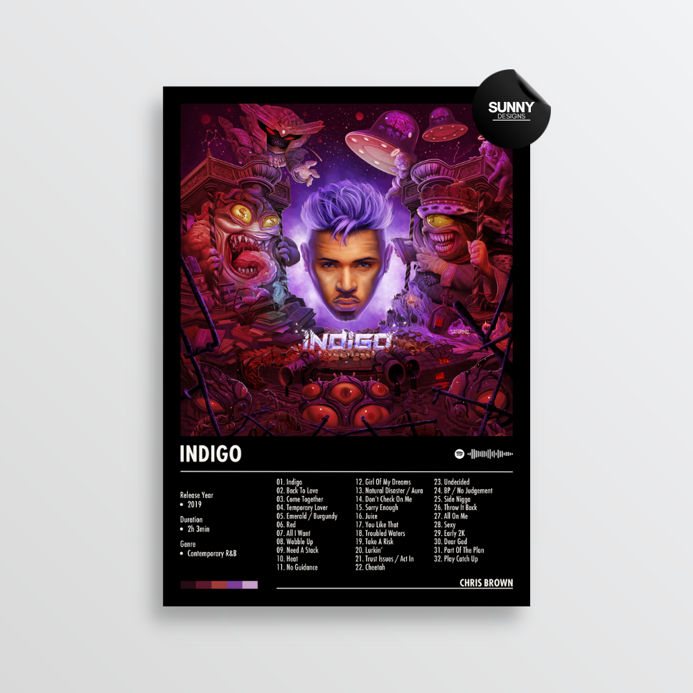 Chris Brown Indigo merch custom album cover poster music poster personalized gifts poster mockup poster template album posters for wall Sunny Designs Poster 