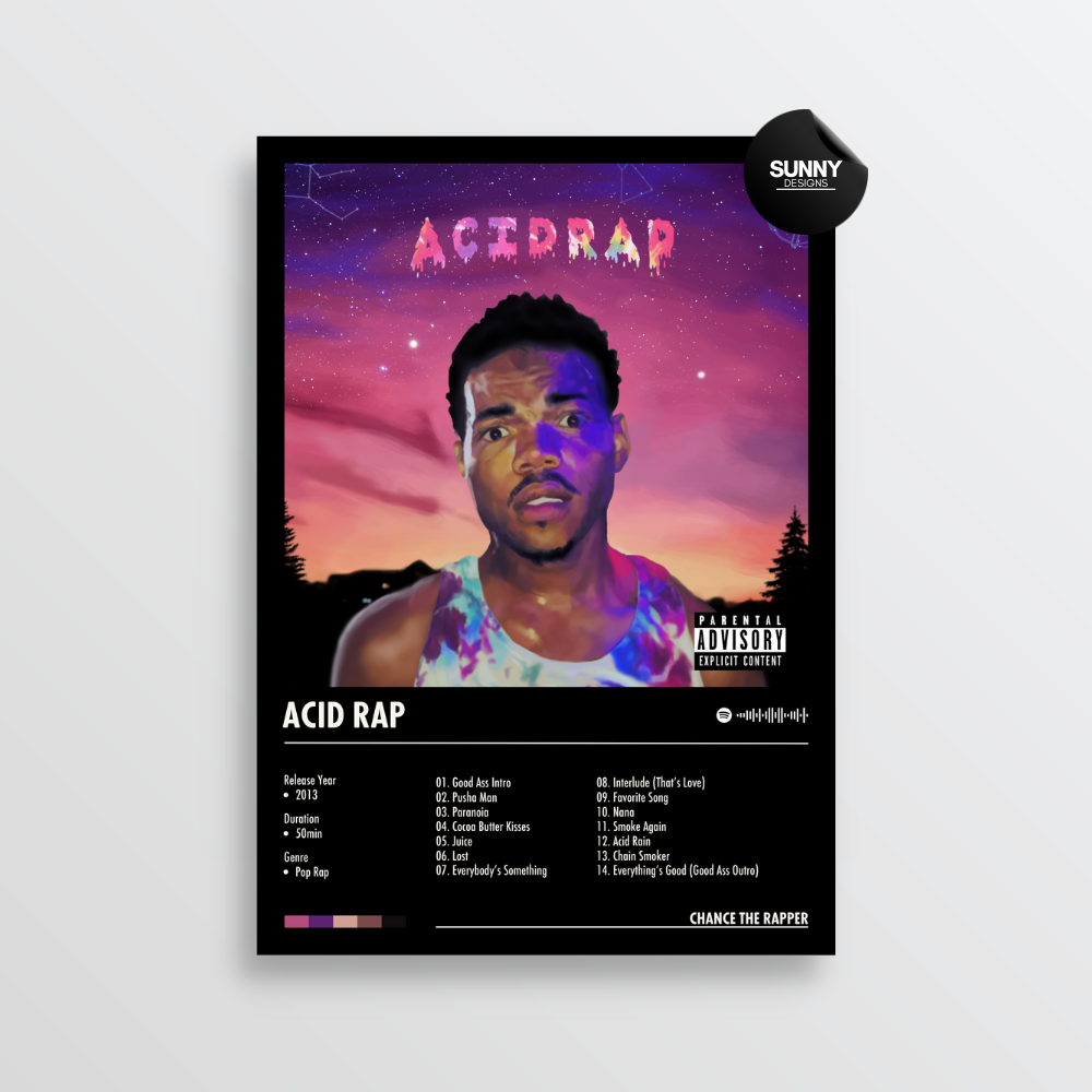 Chance the Rapper Acid Rap merch custom album cover poster music poster personalized gifts poster mockup poster template album posters for wall Sunny Designs Poster 