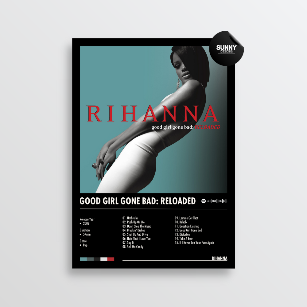 Rihanna Good Girl Gone Bad: Reloaded merch custom album cover poster music poster personalized gifts poster mockup poster template album posters for wall Sunny Designs Poster 