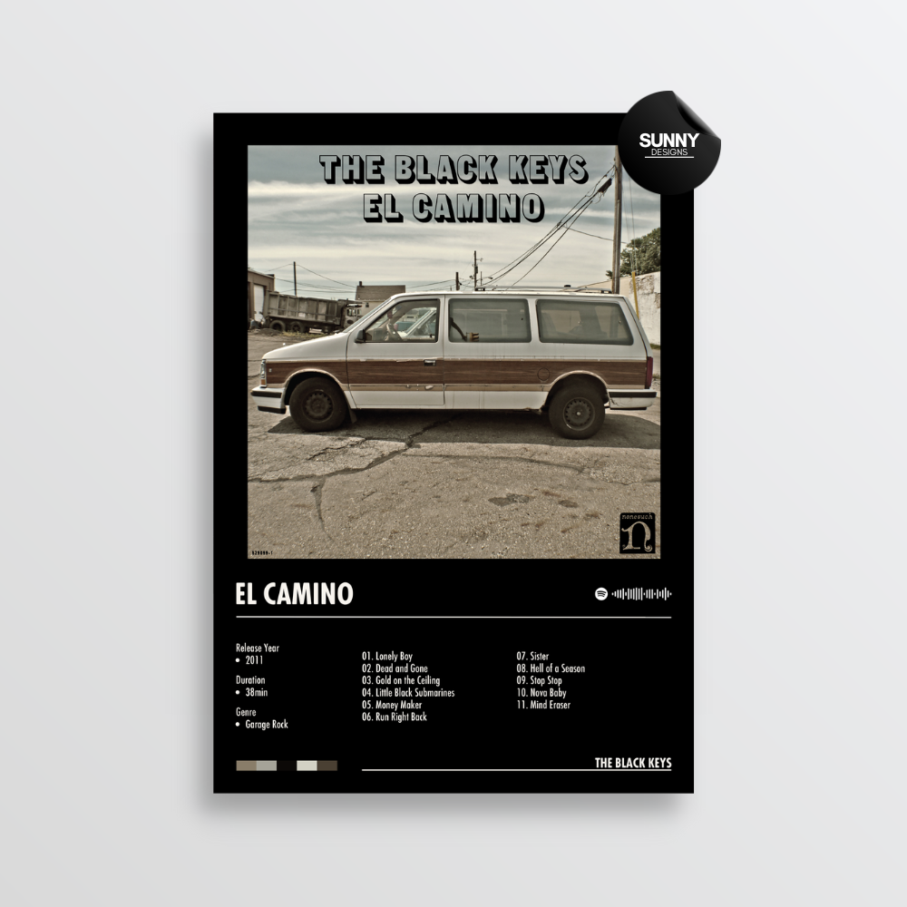 The Black Keys El Camino merch custom album cover poster music poster personalized gifts poster mockup poster template album posters for wall Sunny Designs Poster
