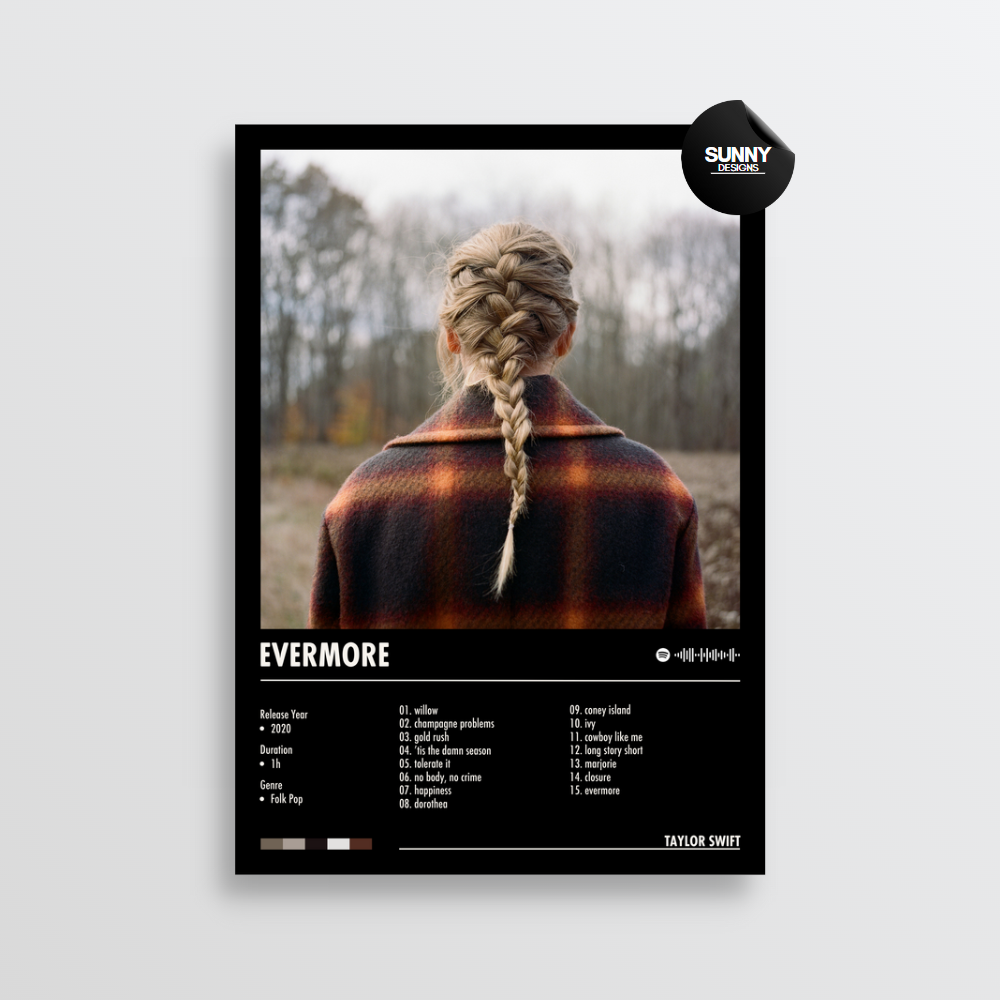 Taylor Swift evermore merch custom album cover poster music poster personalized gifts poster mockup poster template Sunny Designs Poster