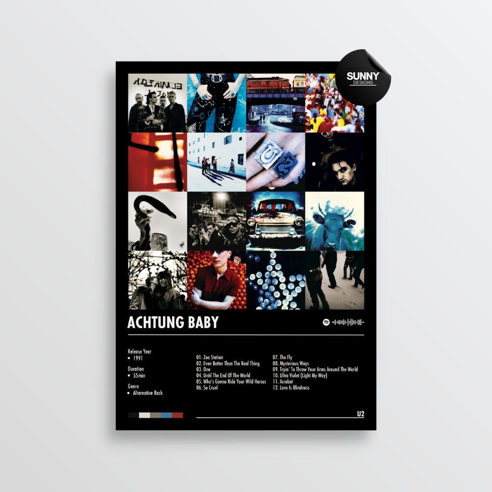 U2 Achtung Baby merch custom album cover poster music poster personalized gifts poster mockup poster template album posters for wall Sunny Designs Poster 