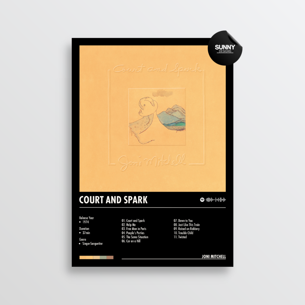 Joni Mitchell Court and Spark merch custom album cover poster music poster personalized gifts poster mockup poster template album posters for wall Sunny Designs Poster
