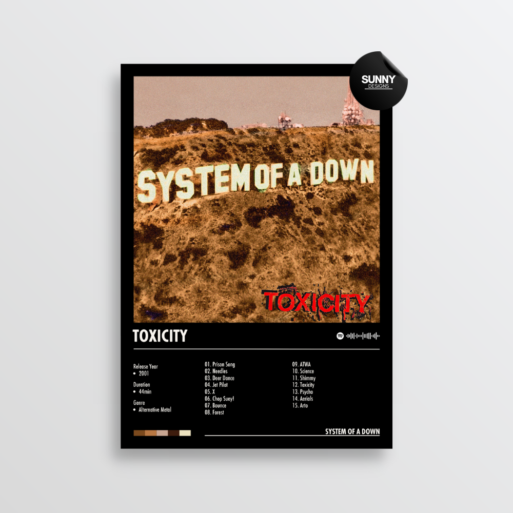 System Of A Down Toxicity merch custom album cover poster music poster personalized gifts poster mockup poster template album posters for wall Sunny Designs Poster
