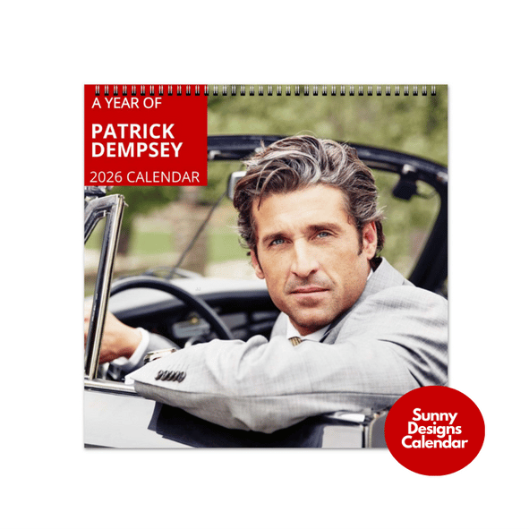 Patrick Dempsey 2026 Wall Calendar - Sunny Designs Posters Celebrity Wall Art - Unique Gift - Celebrity Calendar Planner Desk