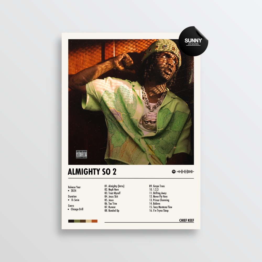 Chief Keef Almighty So 2 merch custom album cover poster music poster personalized gifts poster mockup poster template album posters for wall Sunny Designs Poster 